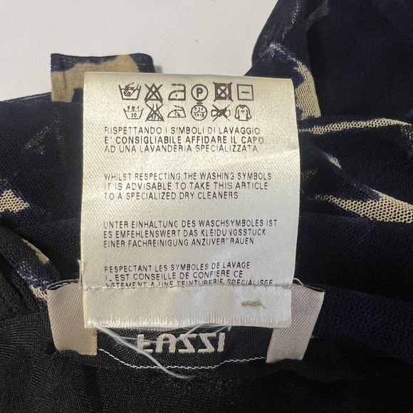 Jean Paul Gaultier Fuzzi Sz M Ruched Mesh Dress One Shoulder Blue Printed - Picture 5 of 9